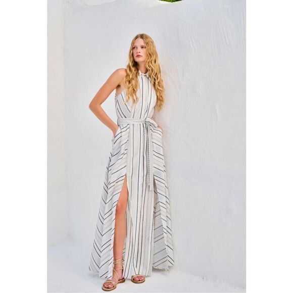 LACE the Label Collared Button patterned Maxi Dress Vacation size S NWT $690 - Picture 1 of 5
